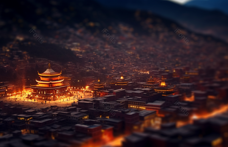 灯火辉煌的寺庙夜晚宝塔景色,高清,摄影图,摄影图片,图片大全,摄影图免费下载